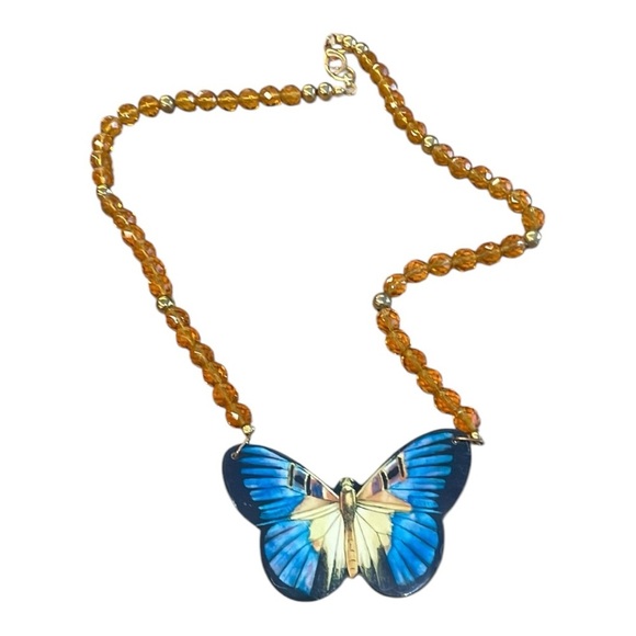 Vintage 1960 faceted Glass Mariposa collar statement necklace - Picture 1 of 6